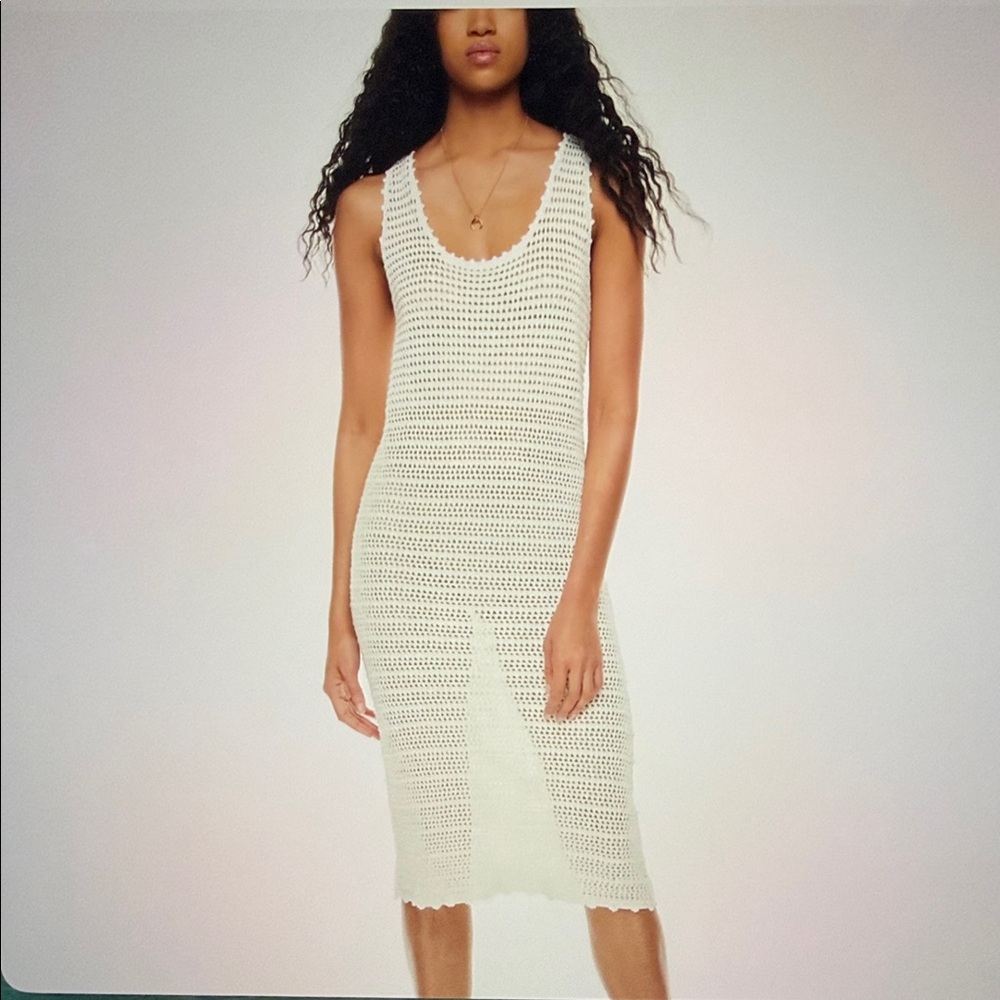 Wilfred Ephron Dress Pale Pink Crochet Midi Dress